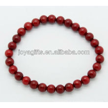 6MM Red Coral Pulseira Beads Redonda